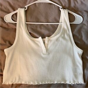 White Ribbed Crop Top